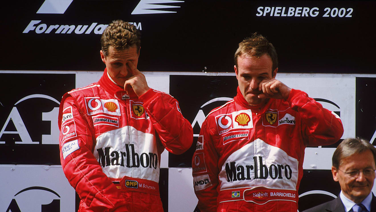 The 2002 Austrian Grand Prix podium was... awkward