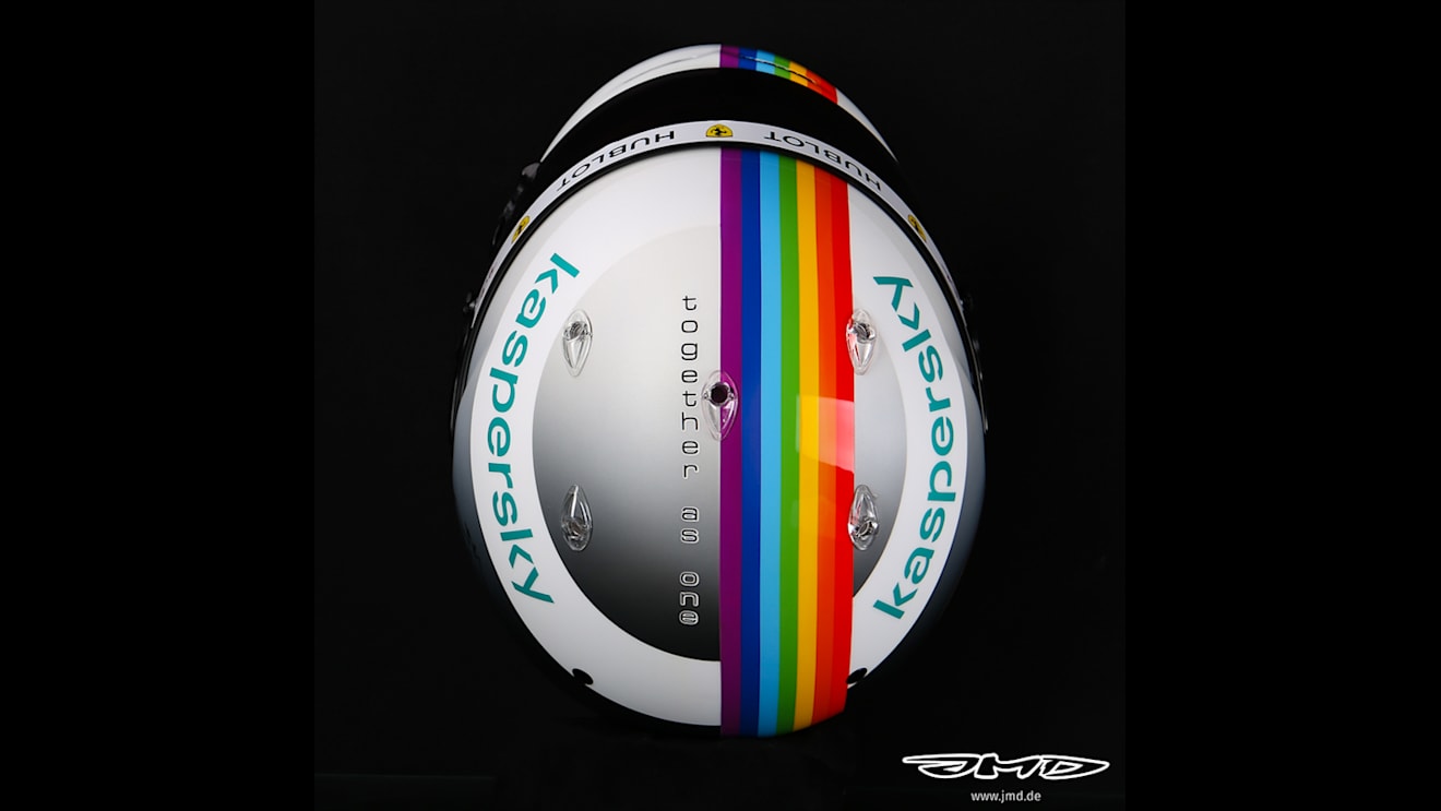 The top of Vettel's helmet includes his chosen message for this weekend