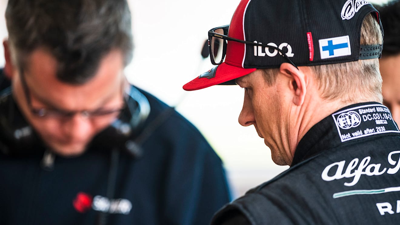 Raikkonen prepares for his first run in the car