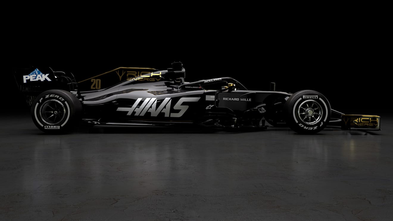The new design was reminiscent of the famous black and gold John Player Special livery run by Lotus in the '70s and '80s. "I’m naturally delighted to finally see the Rich Energy colors and stag logo in Formula 1 with Haas F1 Team," said Rich Energy CEO William Storey at the London launch.