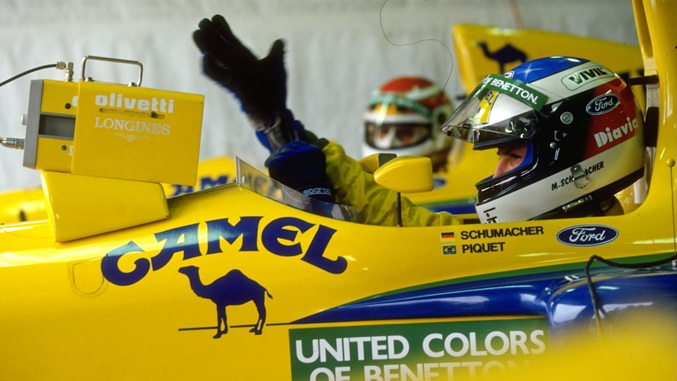 Michael Schumacher sporting a similar design for the 1991 Austrian Grand Prix
