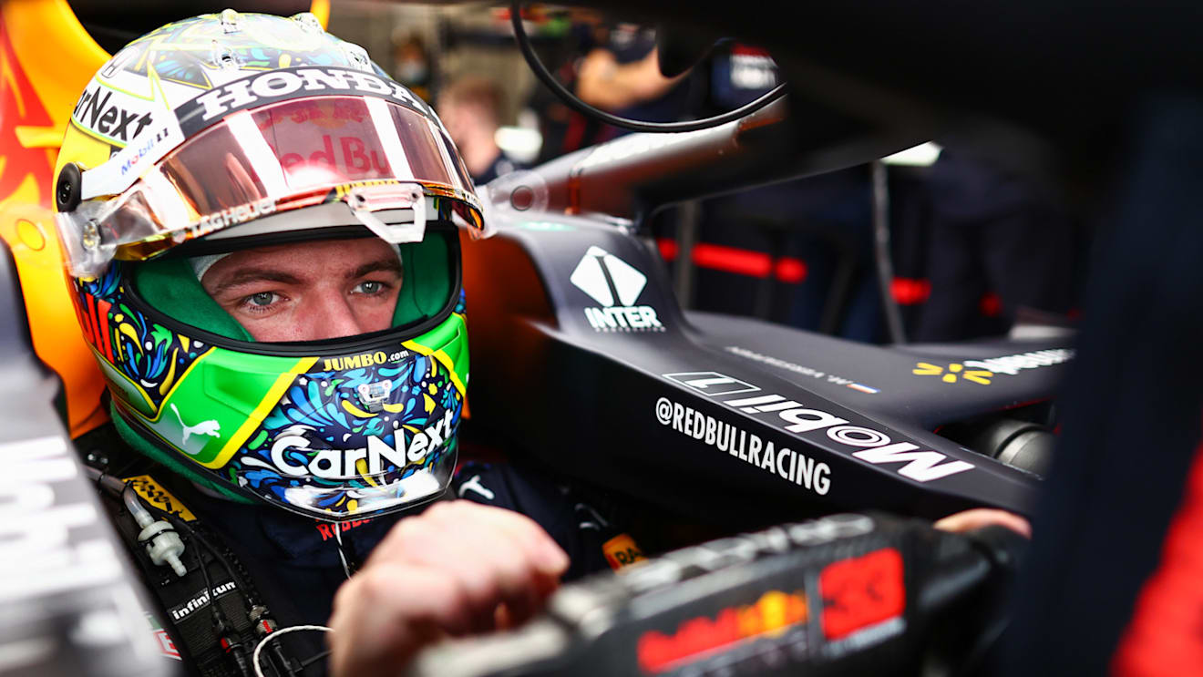 Front view of Verstappen's helmet for the Interlagos F1 weekend
