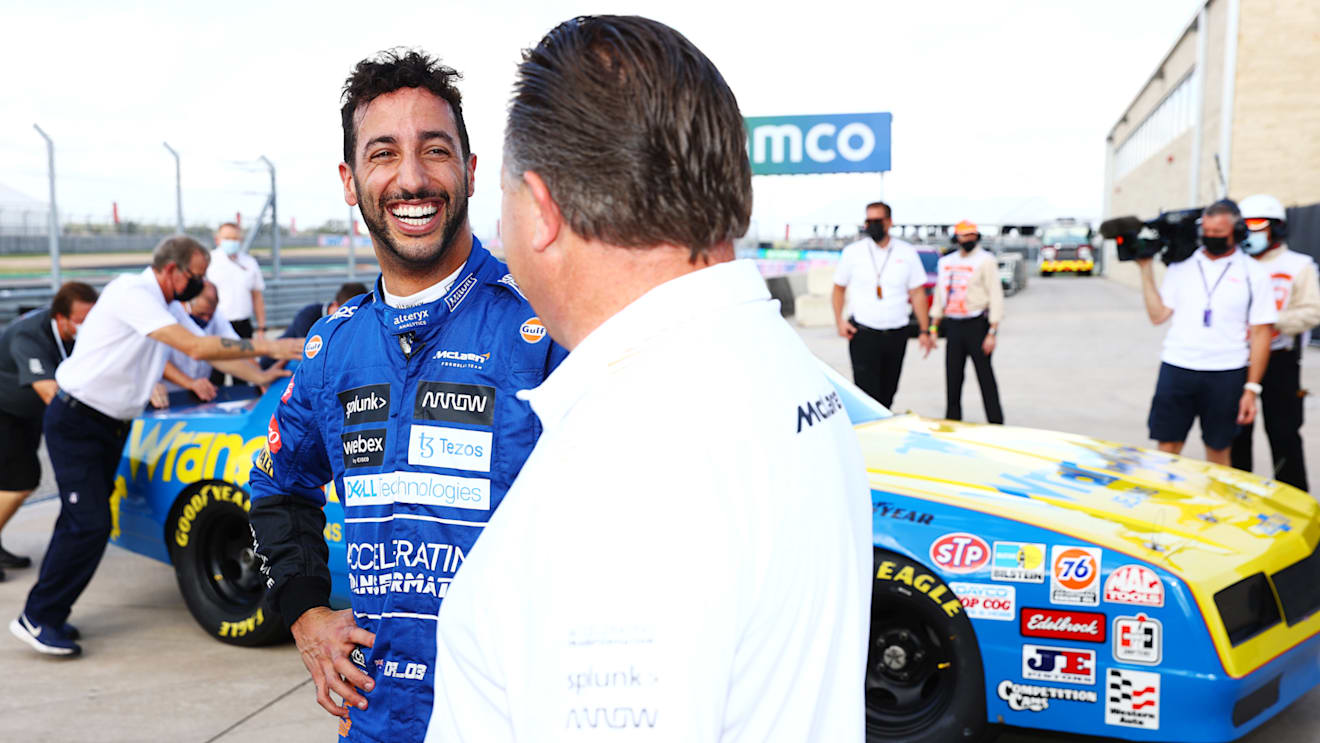 Brown seemed thrilled to give Ricciardo a run in his historic vehicle. The McLaren boss is a keen racer himself