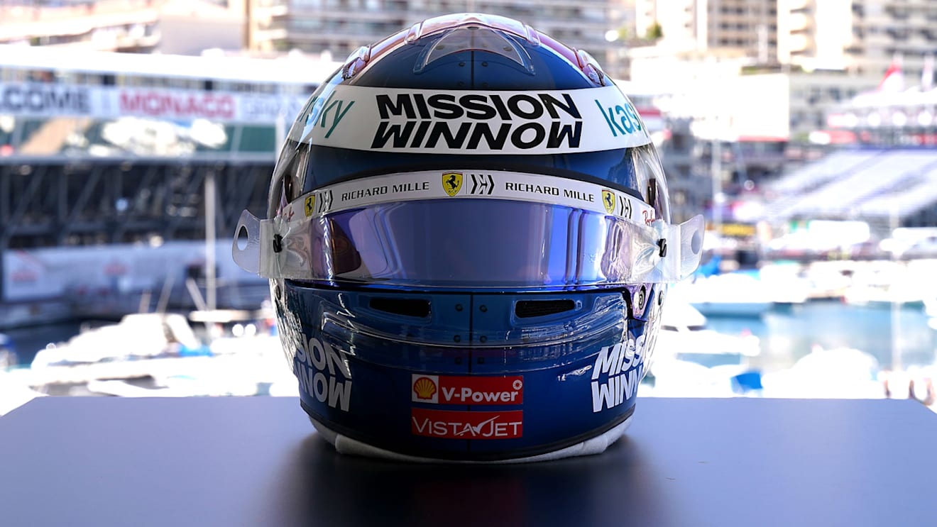 Charles Leclerc's Monaco 2021 helmet, front view