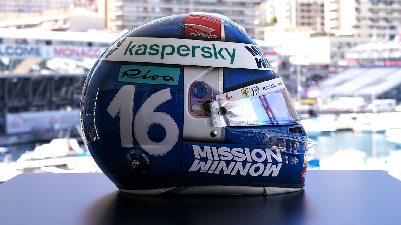 Charles Leclerc's 2021 Monaco helmet in tribute to Louis Chiron