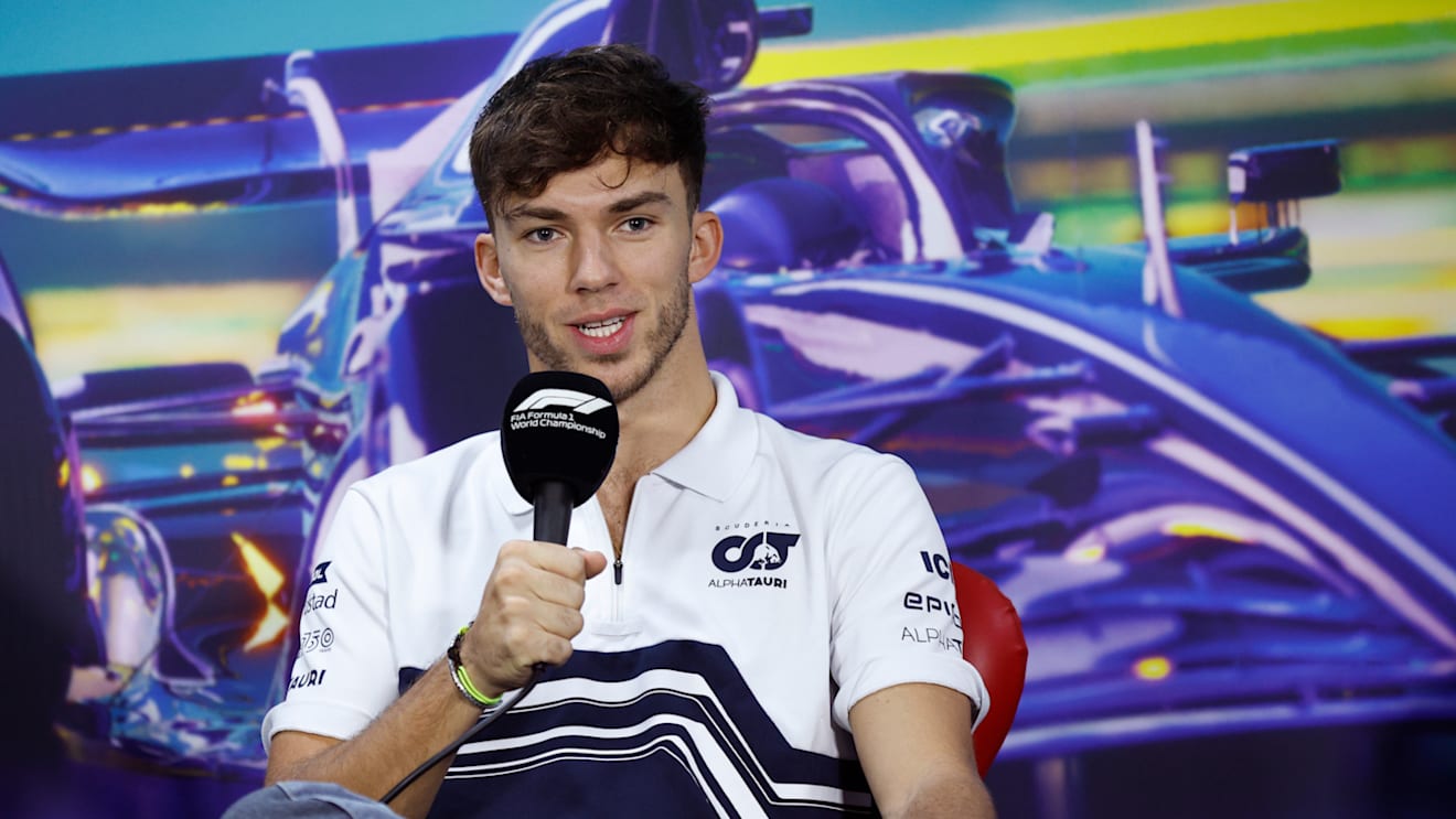 SAO PAULO, BRAZIL - NOVEMBER 10: Pierre Gasly of France and Scuderia AlphaTauri attends the Drivers Press Conference during previews ahead of the F1 Grand Prix of Brazil at Autodromo Jose Carlos Pace on November 10, 2022 in Sao Paulo, Brazil. (Photo by Jared C. Tilton/Getty Images)