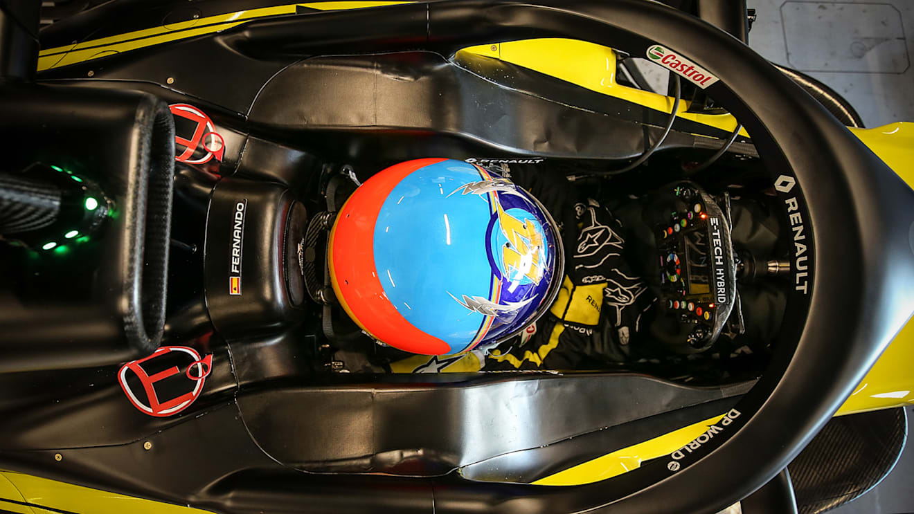 Fernando Alonso tests the R.S.20 at Barcelona on October 13 2020