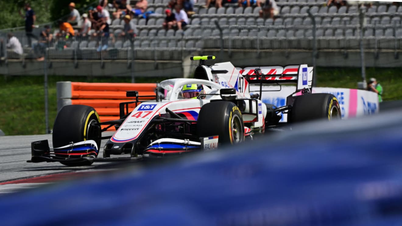 Haas F1's German driver Mick Schumacher races during the Formula One Styrian Grand Prix at the Red Bull Ring race track in Spielberg, Austria, on June 27, 2021. (Photo by ANDREJ ISAKOVIC / AFP) (Photo by ANDREJ ISAKOVIC/AFP via Getty Images)