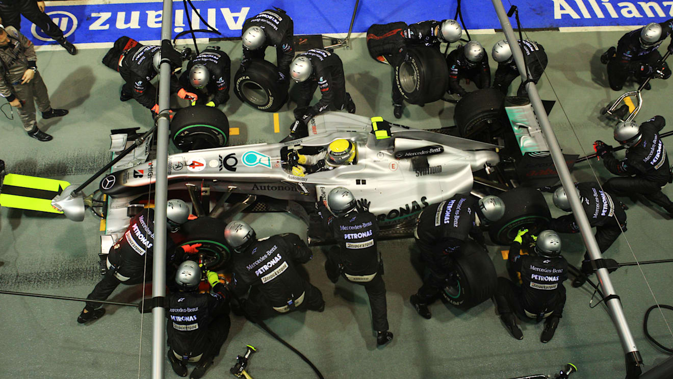 Top teams, like Mercedes, were able to slash pit stop times rapidly in 2010 - the first season without refuelling since 1993. © Sutton Motorsport Images