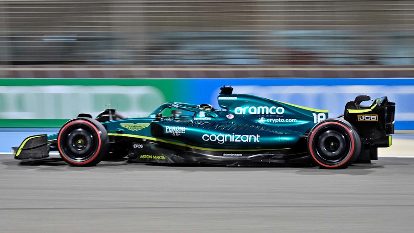 Aston Martin's Canadian driver Lance Stroll drives during the Bahrain Formula One Grand Prix at the Bahrain International Circuit in the city of Sakhir on March 20, 2022. (Photo by Mazen MAHDI / AFP) (Photo by MAZEN MAHDI/AFP via Getty Images)