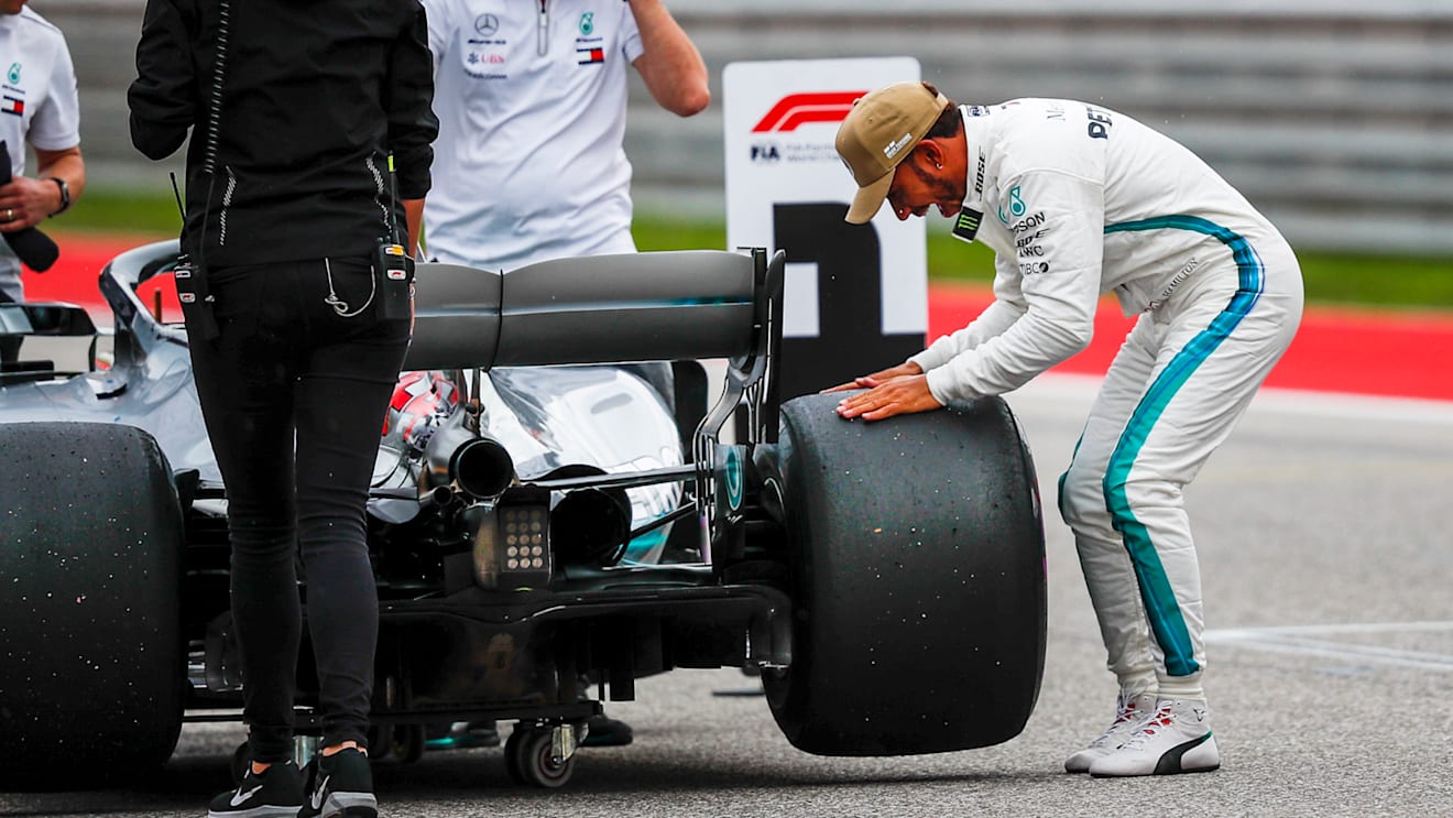 CIRCUIT OF THE AMERICAS, UNITED STATES OF AMERICA - OCTOBER 20: Pole sitter Lewis Hamilton, Mercedes-AMG F1 W09 EQ Power+ celebrates in Parc Ferme during the United States GP at Circuit of the Americas on October 20, 2018 in Circuit of the Americas, United States of America. (Photo by Manuel Goria / Sutton Images)