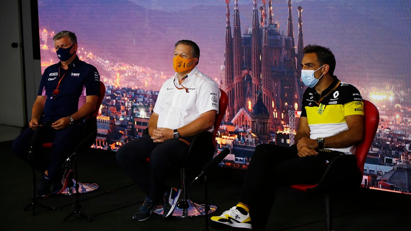 Otmar Szafnauer, Team Principal and CEO, Racing Point, Zak Brown, Executive Director, McLaren and Cyril Abiteboul, Managing Director, Renault F1 Team 