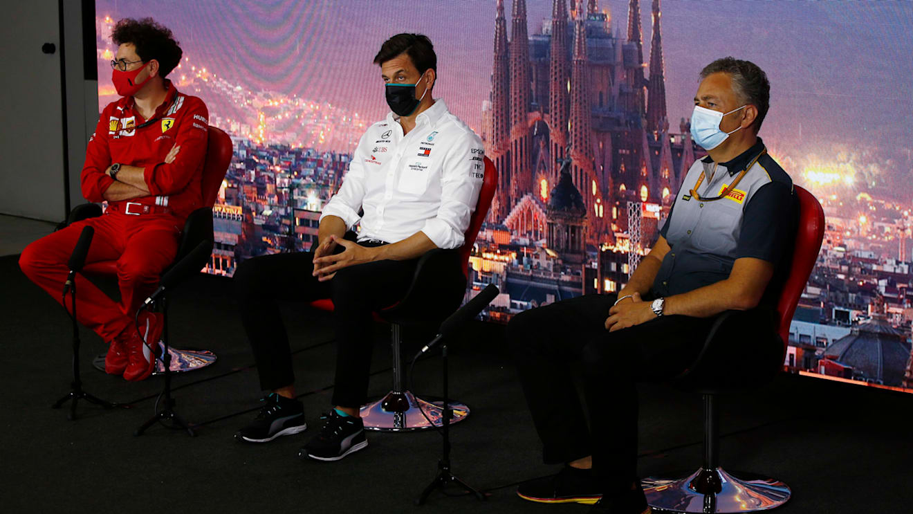 Mattia Binotto, Team Principal Ferrari, Toto Wolff, Executive Director (Business), Mercedes AMG and Mario Isola, Racing Manager, Pirelli Motorsport 