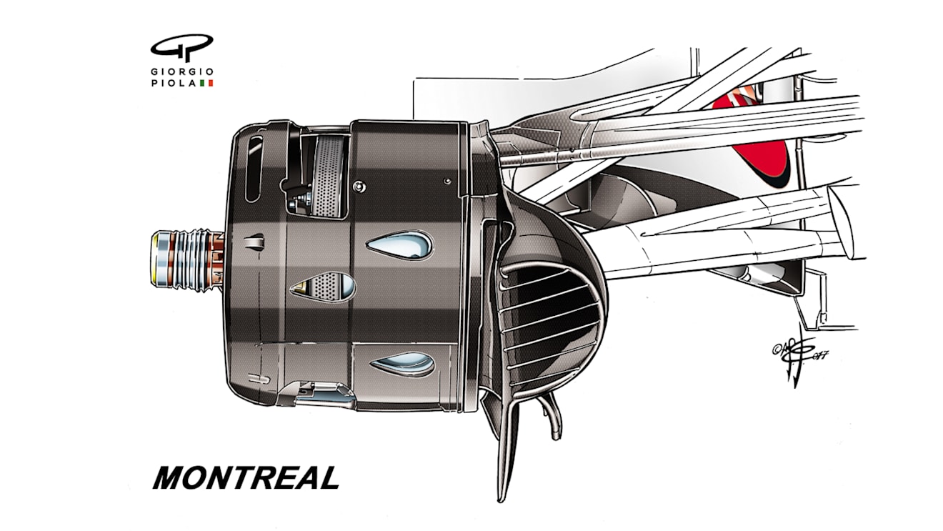 ...and their Canada layout, with extra cooling holes in the drum surrounding the disc. © Giorgio Piola