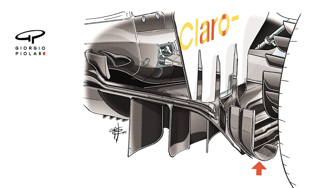 Sauber's diffuser features unusual curved edges © Giorgio Piola