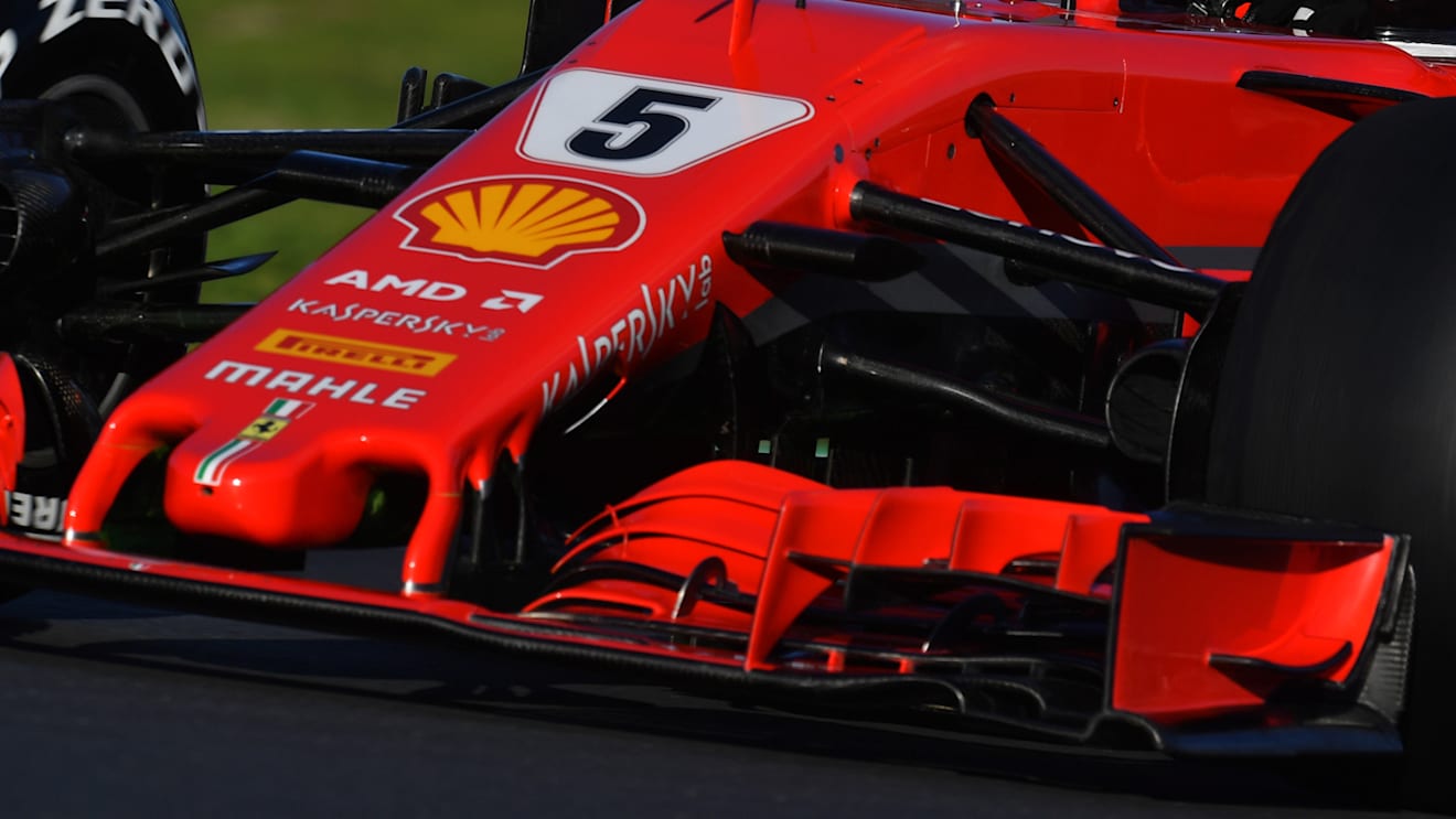 This close-up shot shows the McLaren-like slots in the front wing support struts. © Sutton Images