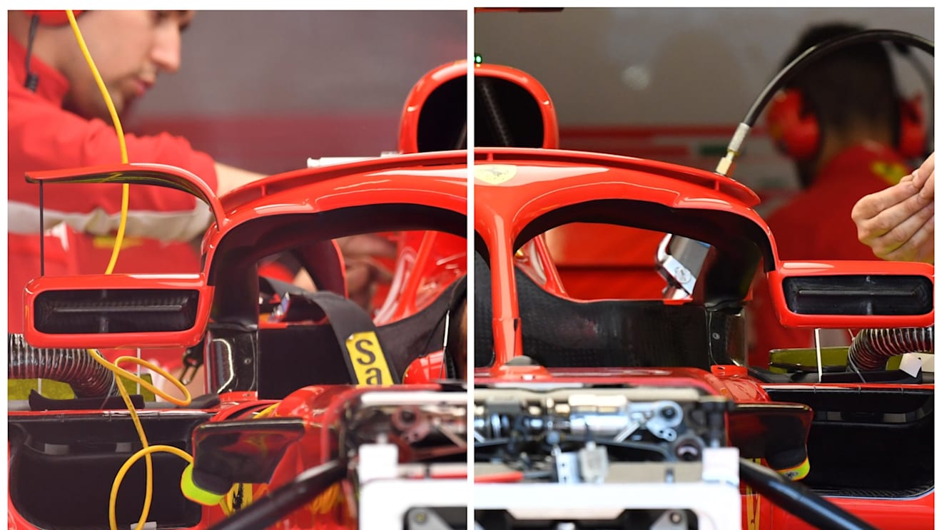 SPOT THE DIFFERENCE: Ferrari's Spanish GP mirror layout (left) and their Monaco revision (right). © Sutton Images