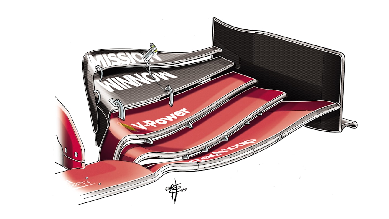 Ferrari, Alfa Romeo and Toro Rosso opted to sacrifice wing depth to aid outwash