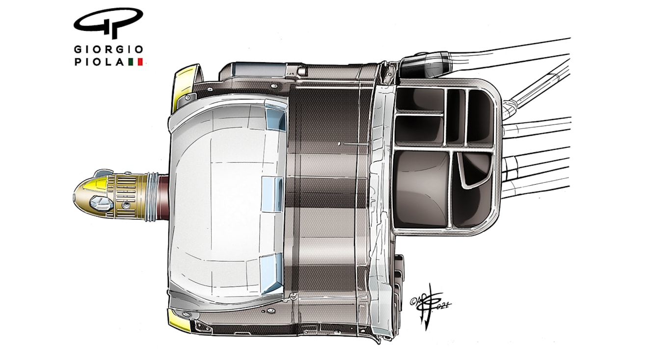 Red Bull’s brake duct design, relatively simple – but also possibly allowing greater cooling capacity in Mexico’s thin air. 