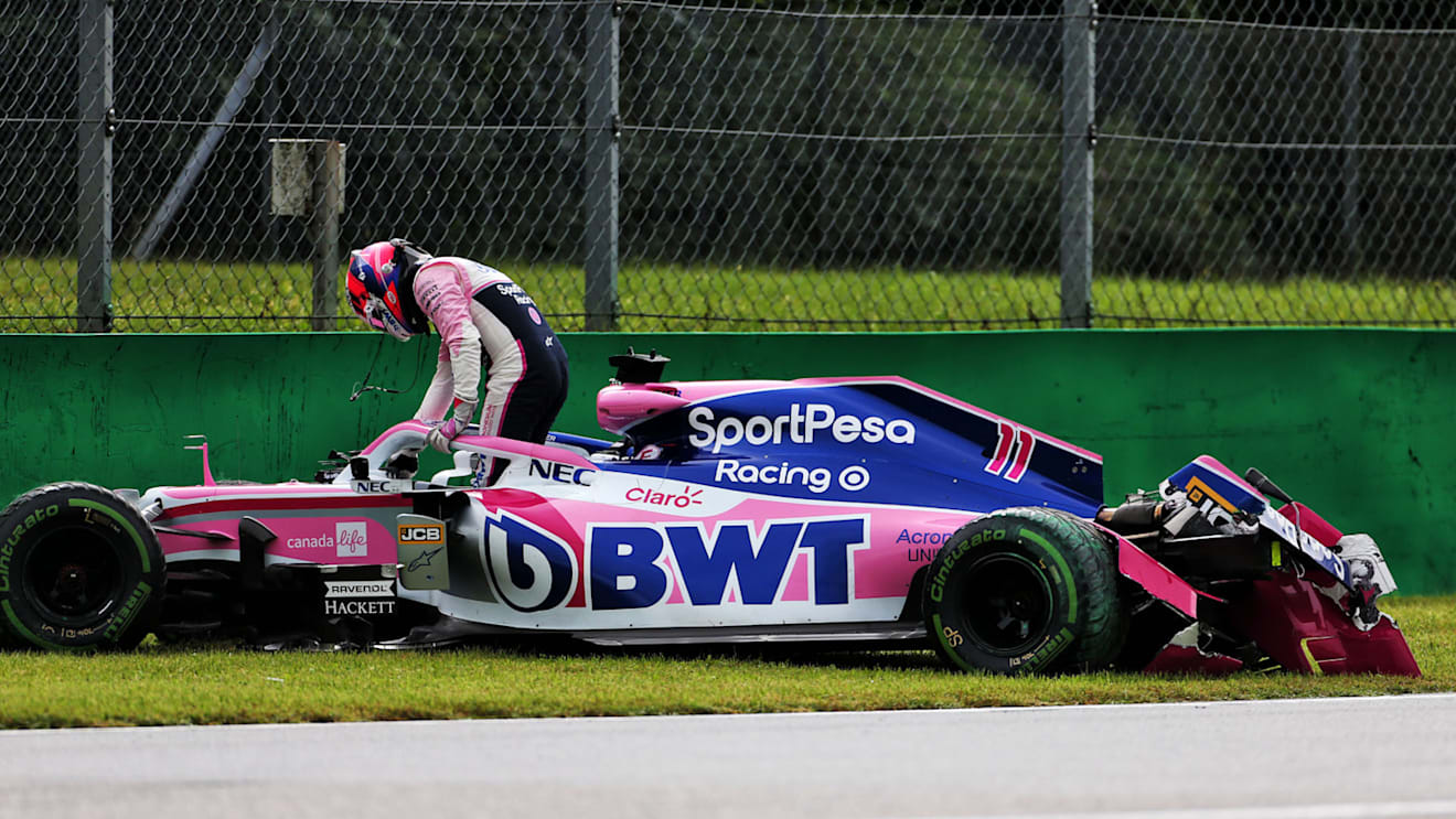 Sergio Perez (MEX) Racing Point F1 Team RP19 crashed in the first practice session.
06.09.2019. Formula 1 World Championship, Rd 14, Italian Grand Prix, Monza, Italy, Practice Day.
- www.xpbimages.com, EMail: requests@xpbimages.com - copy of publication required for printed pictures. Every used picture is fee-liable. © Copyright: Charniaux / XPB Images