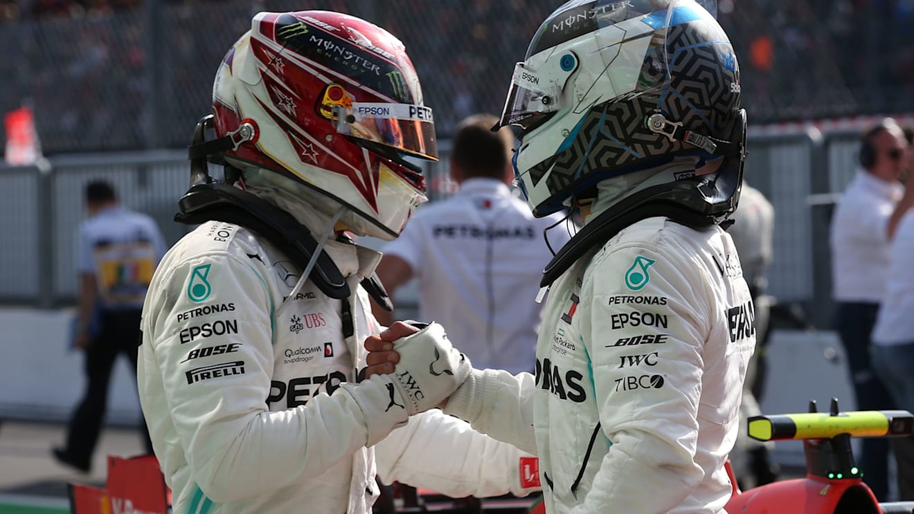 Lewis Hamilton (GBR) Mercedes AMG F1 W10 and Valtteri Bottas (FIN) Mercedes AMG F1 W10.
08.09.2019. Formula 1 World Championship, Rd 14, Italian Grand Prix, Monza, Italy, Race Day.
- www.xpbimages.com, EMail: requests@xpbimages.com - copy of publication required for printed pictures. Every used picture is fee-liable. © Copyright: Batchelor / XPB Images