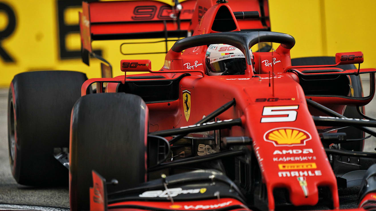 Sebastian Vettel (GER) Ferrari SF90.
20.09.2019. Formula 1 World Championship, Rd 15, Singapore Grand Prix, Marina Bay Street Circuit, Singapore, Practice Day.
 - www.xpbimages.com, EMail: requests@xpbimages.com - copy of publication required for printed pictures. Every used picture is fee-liable. © Copyright: Dungan / XPB Images