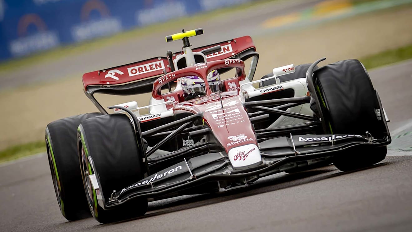 IMOLA - Guanyu Zhou (24) driving the Alfa Romeo C40 during the F1 Grand Prix of Emilia Romagna at Autodromo Enzo e Dino Ferrari on April 24, 2022 in Imola, Italy. REMKO DE WAAL (Photo by ANP via Getty Images)