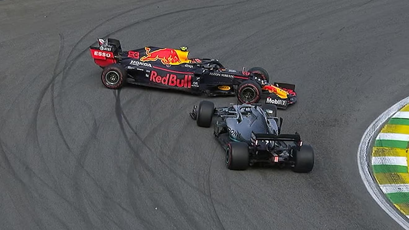 Hamilton collides with Albon in Interlagos