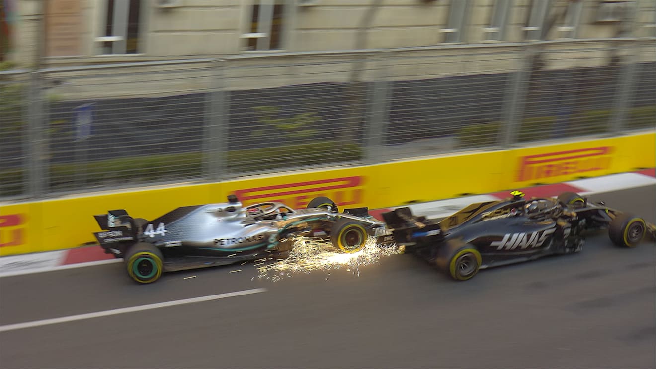 FP2: Hamilton and Magnussen almost collide