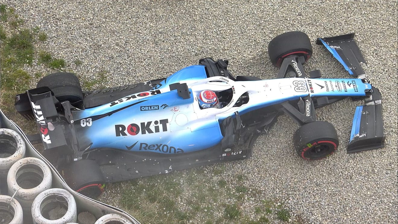 FP3: Turn 4 crash for Russell ends session