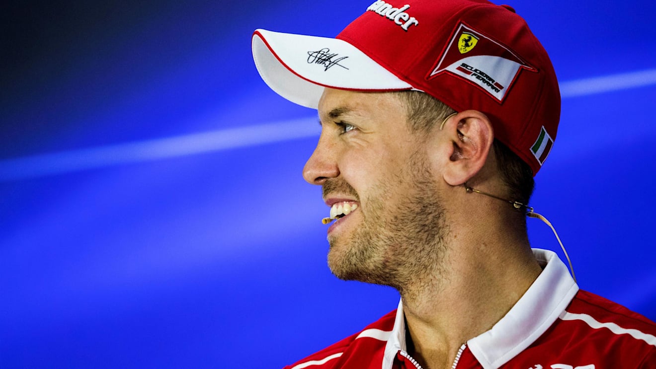 Sebastian Vettel (GER) Ferrari in the Press Conference at Formula One World Championship, Rd20, Abu Dhabi Grand Prix, Qualifying, Yas Marina Circuit, Abu Dhabi, UAE, Saturday 25 November 2017. © Manuel Goria/Sutton Images