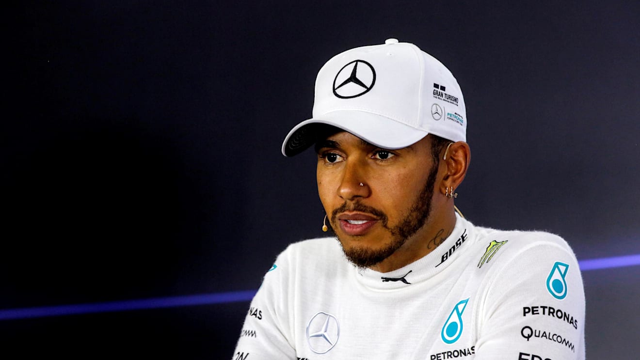 Lewis Hamilton (GBR) Mercedes AMG F1 in the Press Conference at Formula One World Championship, Rd20, Abu Dhabi Grand Prix, Race, Yas Marina Circuit, Abu Dhabi, UAE, Sunday 26 November 2017. © James Gasperotti/Sutton Images