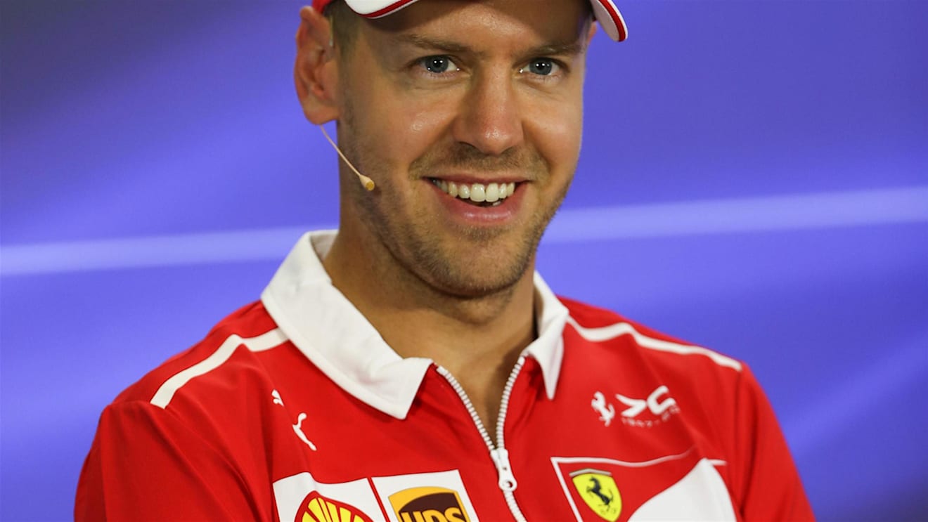 Sebastian Vettel (GER) Ferrari in the Press Conference at Formula One World Championship, Rd20, Abu Dhabi Grand Prix, Preparations, Yas Marina Circuit, Abu Dhabi, UAE, Thursday 23 November 2017. © Lionel Ng/Sutton Images