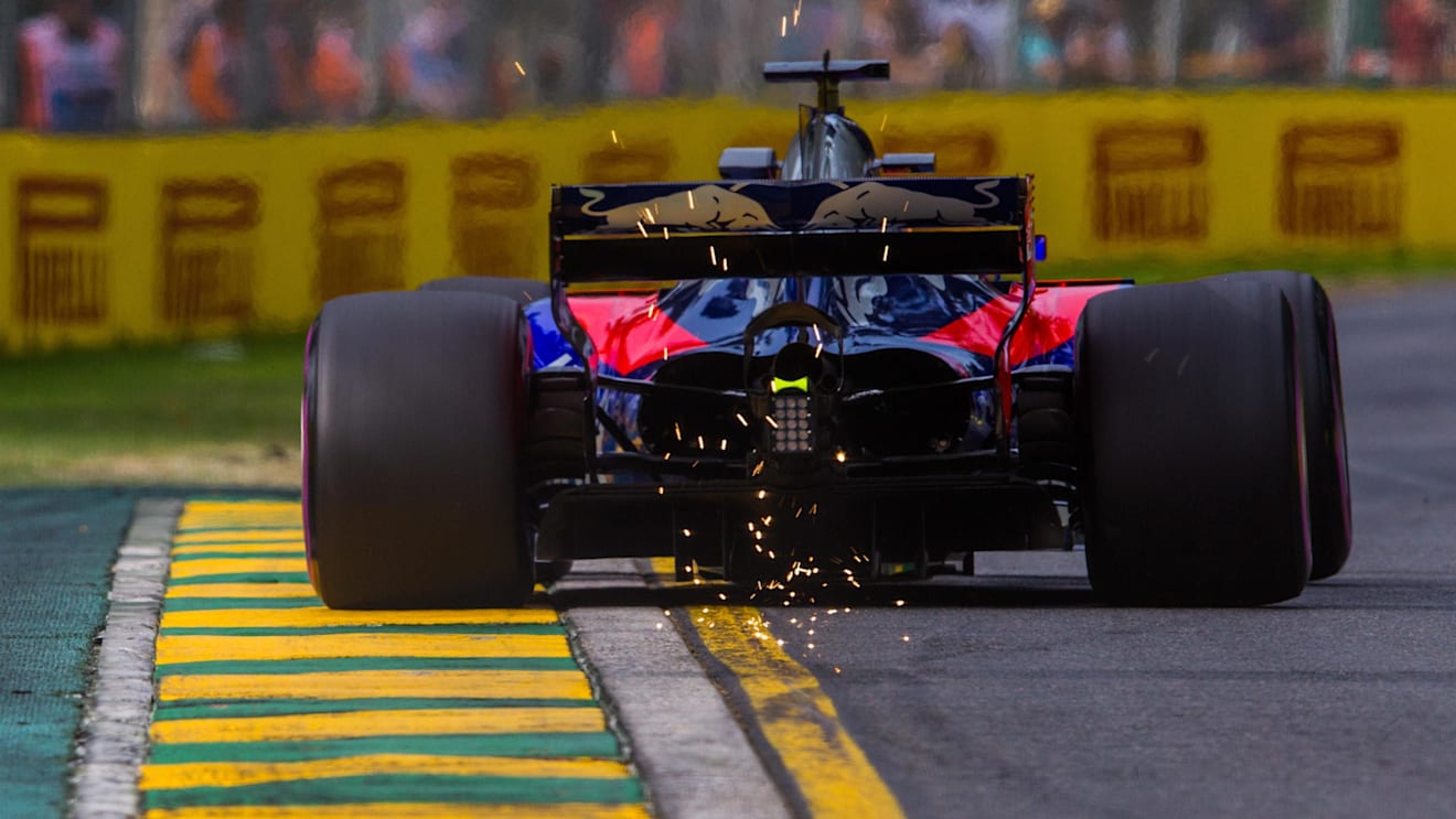 Daniil Kvyat (RUS) Scuderia Toro Rosso STR12 sparks at Formula One World Championship, Rd1, Australian Grand Prix, Practice, Albert Park, Melbourne, Australia, Friday 24 March 2017. © Sutton Motorsport Images