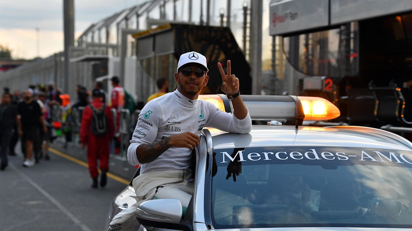 Pole sitter Lewis Hamilton (GBR) Mercedes AMG F1 celebrates with the Safety Car in parc ferme at Formula One World Championship, Rd1, Australian Grand Prix, Qualifying, Albert Park, Melbourne, Australia, Saturday 25 March 2017. © Sutton Motorsport Images
