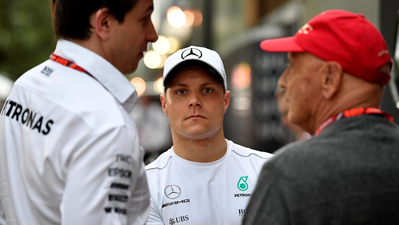 Toto Wolff (AUT) Mercedes Director of Motorsport, Valtteri Bottas (FIN) Mercedes and Niki Lauda (AUT) Mercedes Non-Executive Chairman at F1 World Championship, Australian Grand Prix, Melbourne, Australia, 25 March 2017. ©Sutton Motorsport Images