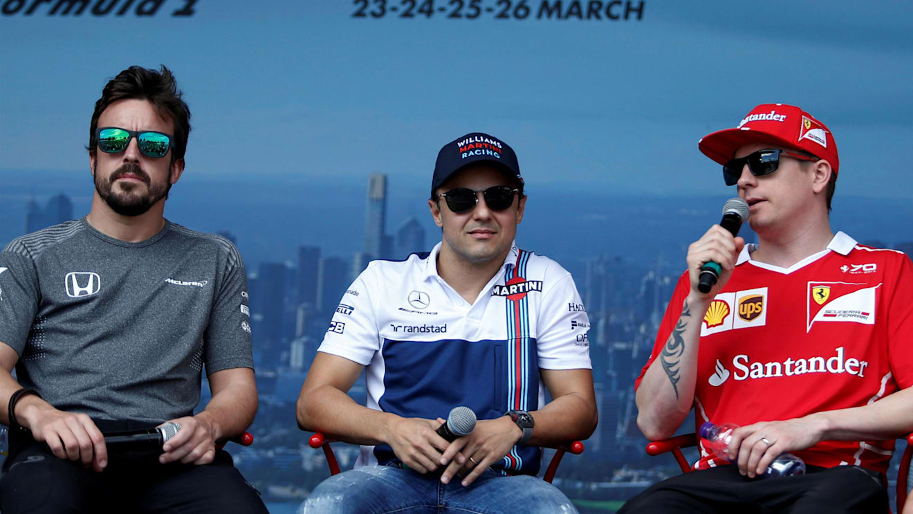 Fernando Alonso (ESP) McLaren, Felipe Massa (BRA) Williams and Kimi Raikkonen (FIN) Ferrari at Formula One World Championship, Rd1, Australian Grand Prix, Qualifying, Albert Park, Melbourne, Australia, Saturday 25 March 2017. © Sutton Motorsport Images