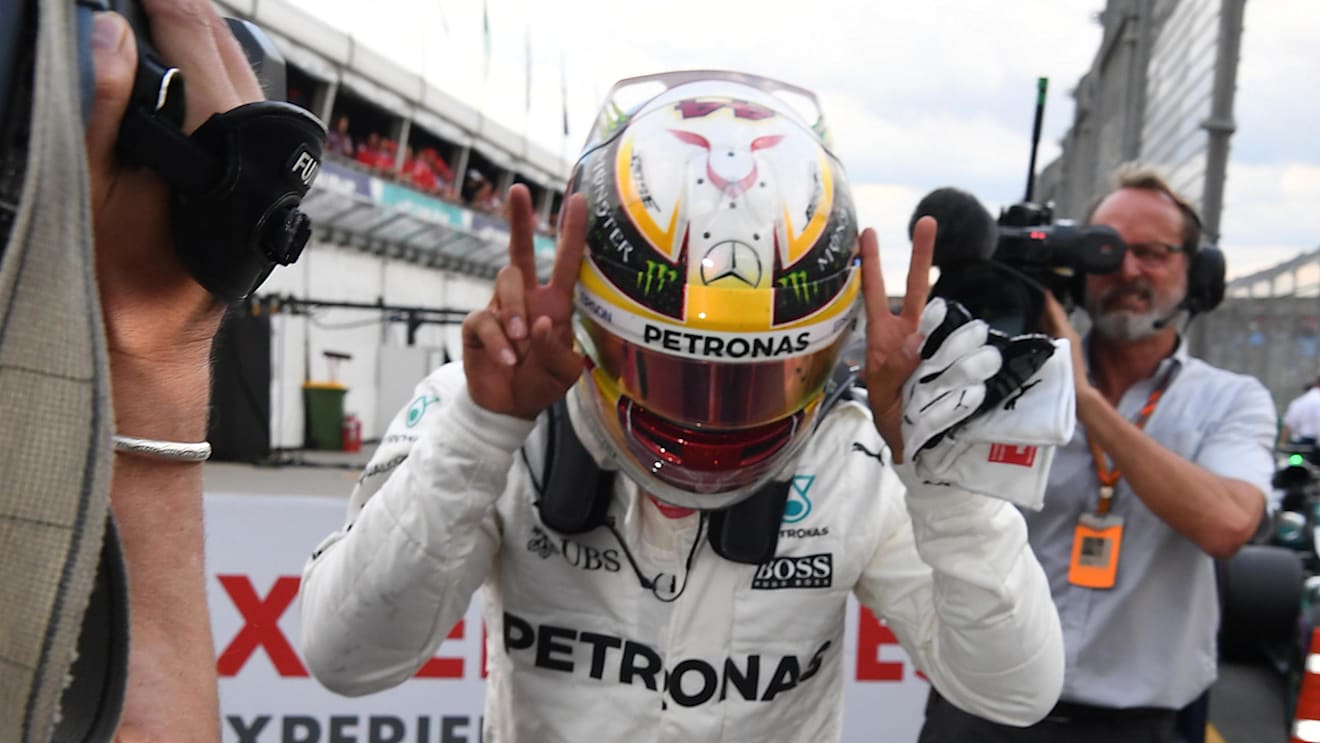 Pole sitter Lewis Hamilton (GBR) Mercedes AMG F1 celebrates in parc ferme at Formula One World Championship, Rd1, Australian Grand Prix, Qualifying, Albert Park, Melbourne, Australia, Saturday 25 March 2017. © Sutton Motorsport Images