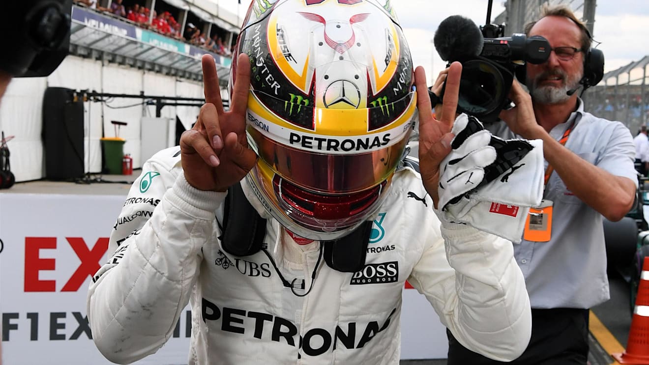 Pole sitter Lewis Hamilton (GBR) Mercedes AMG F1 celebrates in parc ferme at Formula One World Championship, Rd1, Australian Grand Prix, Qualifying, Albert Park, Melbourne, Australia, Saturday 25 March 2017. © Sutton Motorsport Images