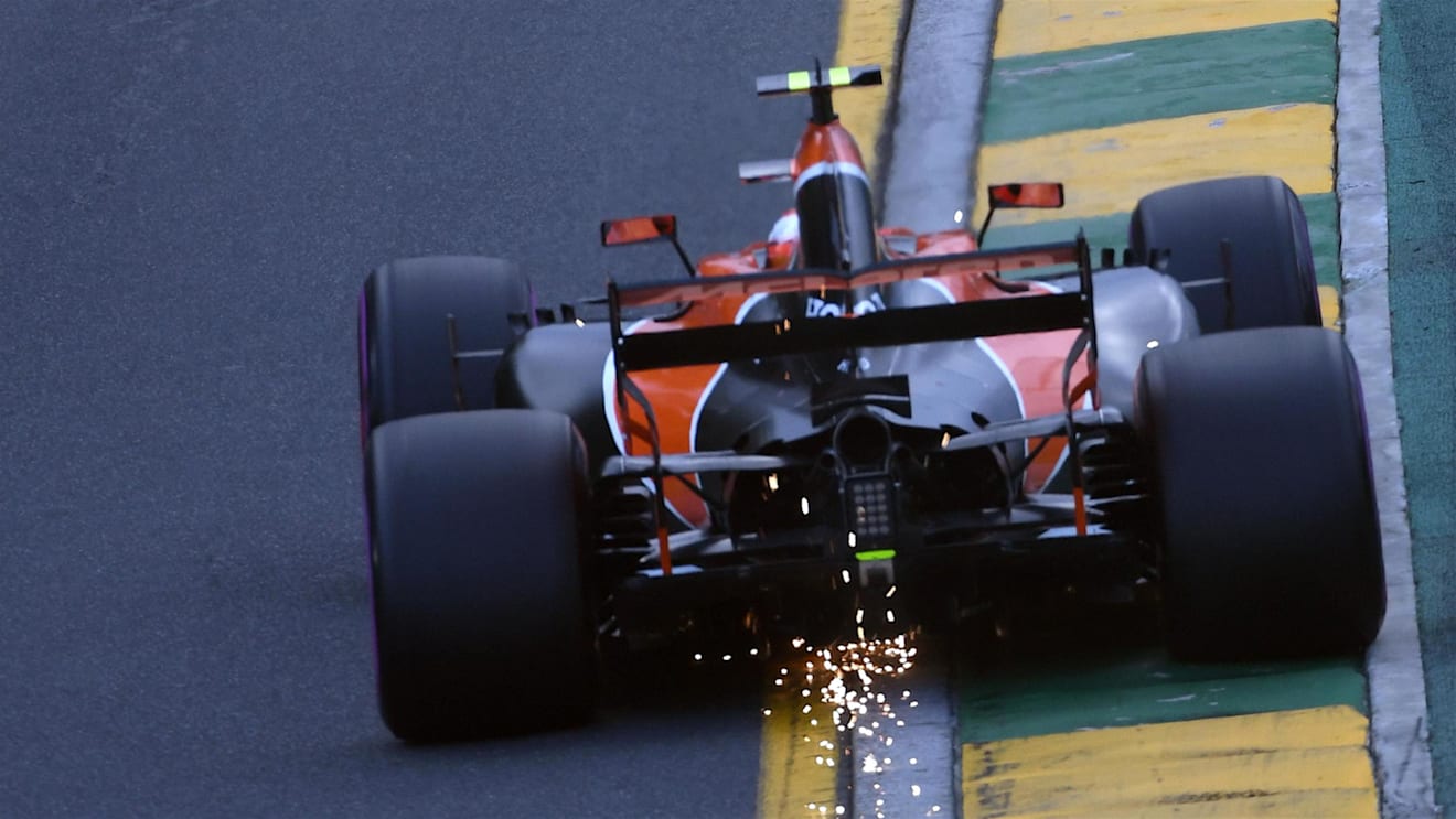 Stoffel Vandoorne (BEL) McLaren MCL32 sparks at Formula One World Championship, Rd1, Australian Grand Prix, Qualifying, Albert Park, Melbourne, Australia, Saturday 25 March 2017. © Sutton Motorsport Images