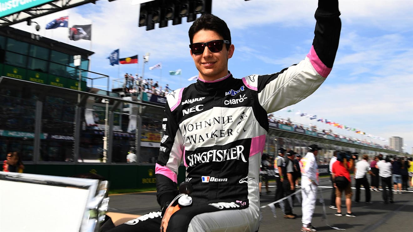 Esteban Ocon (FRA) Force India F1 on the drivers parade at Formula One World Championship, Rd1, Australian Grand Prix, Race, Albert Park, Melbourne, Australia, Sunday 26 March 2017. © Sutton Motorsport Images