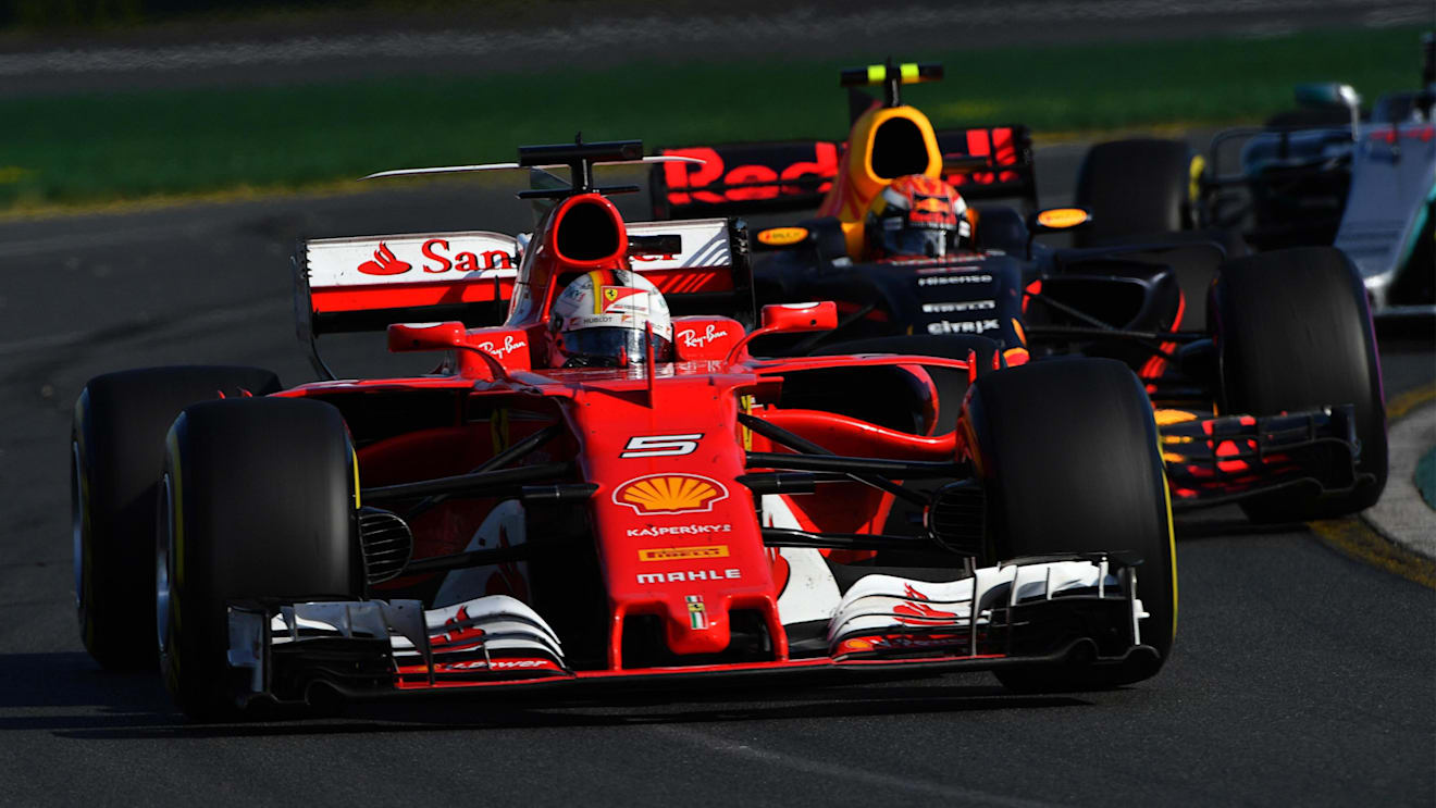 Sebastian Vettel (GER) Ferrari SF70-H leads Max Verstappen (NED) Red Bull Racing RB13 at Formula One World Championship, Rd1, Australian Grand Prix, Race, Albert Park, Melbourne, Australia, Sunday 26 March 2017. © Sutton Motorsport Images