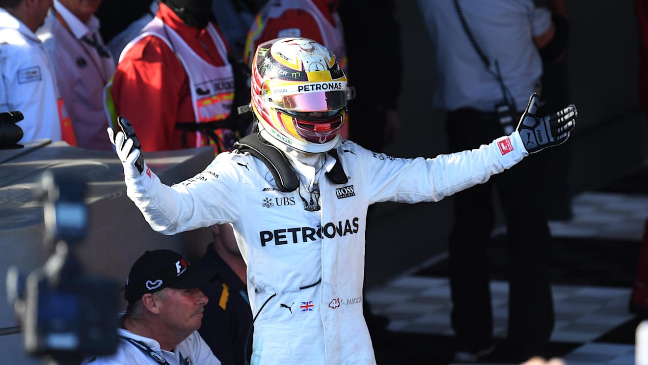 Second placed Lewis Hamilton (GBR) Mercedes AMG F1 celebrates in parc ferme at Formula One World Championship, Rd1, Australian Grand Prix, Race, Albert Park, Melbourne, Australia, Sunday 26 March 2017. © Sutton Motorsport Images