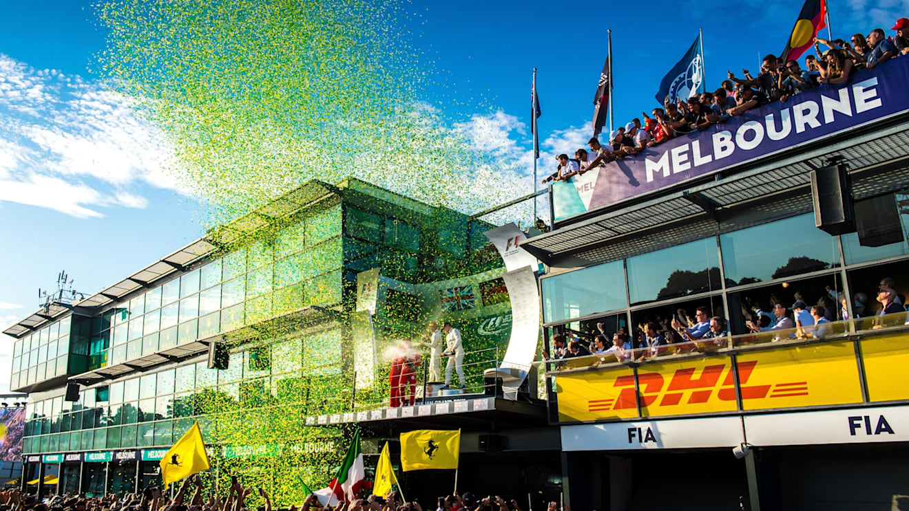 Podium celebrations at Formula One World Championship, Rd1, Australian Grand Prix, Race, Albert Park, Melbourne, Australia, Sunday 26 March 2017. © Sutton Motorsport Images