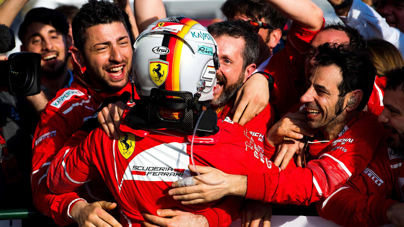 Race winner Sebastian Vettel (GER) Ferrari celebrates in parc ferme at Formula One World Championship, Rd1, Australian Grand Prix, Race, Albert Park, Melbourne, Australia, Sunday 26 March 2017. © Sutton Motorsport Images
