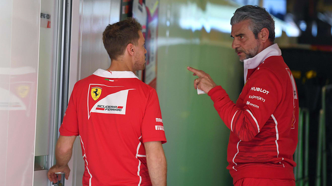 Maurizio Arrivabene (ITA) Ferrari Team Principal and Sebastian Vettel (GER) Ferrari at Formula One World Championship, Rd1, Australian Grand Prix, Race, Albert Park, Melbourne, Australia, Sunday 26 March 2017. © Sutton Motorsport Images