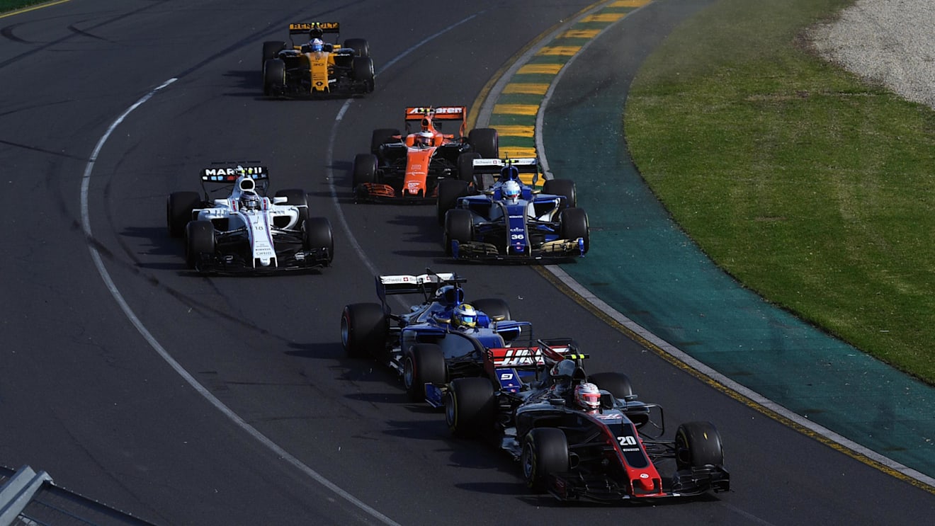 Kevin Magnussen (DEN) Haas VF-17 at the start of the race at Formula One World Championship, Rd1, Australian Grand Prix, Race, Albert Park, Melbourne, Australia, Sunday 26 March 2017. © Sutton Motorsport Images