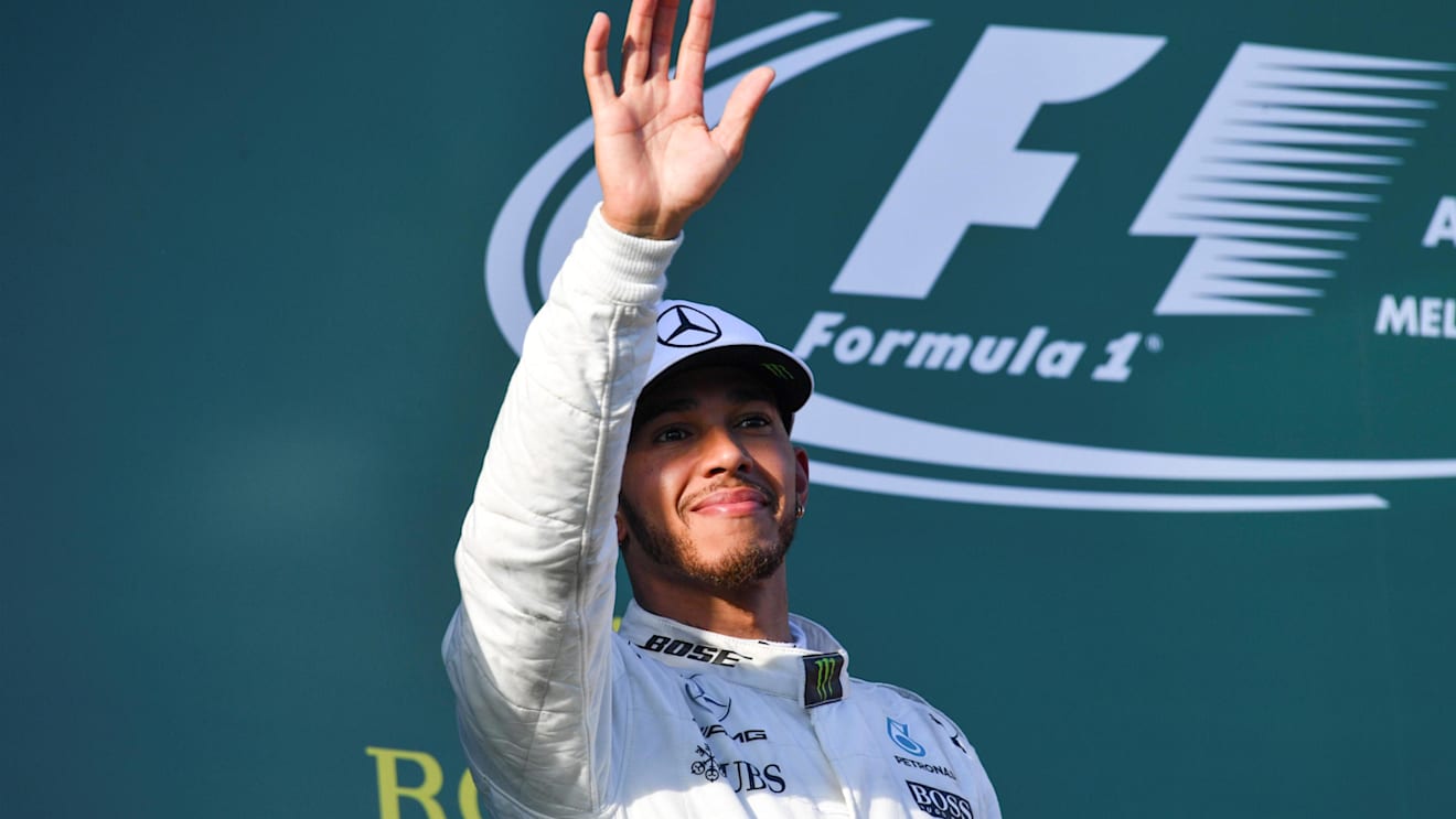 Lewis Hamilton (GBR) Mercedes AMG F1 celebrates on the podium at Formula One World Championship, Rd1, Australian Grand Prix, Race, Albert Park, Melbourne, Australia, Sunday 26 March 2017. © Sutton Motorsport Images
