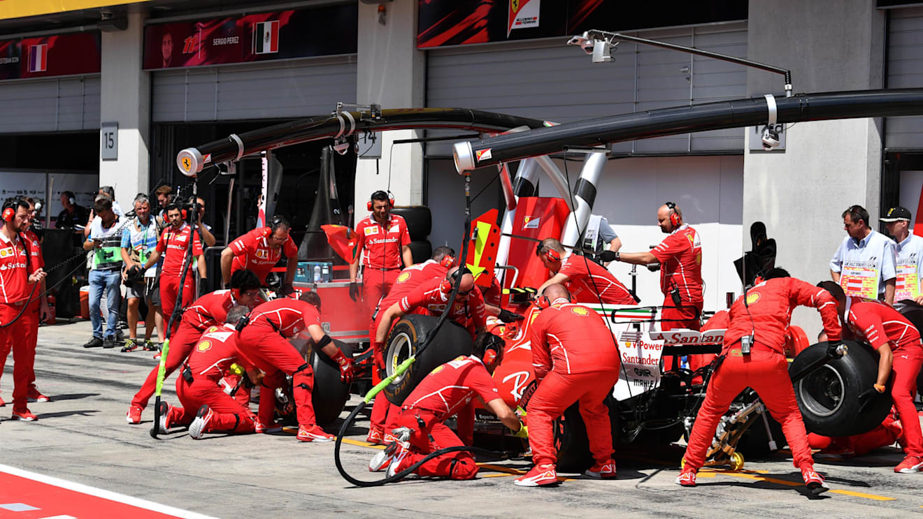 Kimi Raikkonen (FIN) Ferrari SF70-H pit stop at Formula One World Championship, Rd9, Austrian Grand Prix, Practice, Spielberg, Austria, Friday 7 July 2017. © Sutton Images