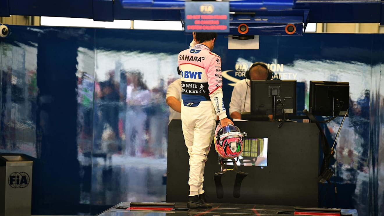 Sergio Perez (MEX) Force India in parc ferme at Formula One World Championship, Rd9, Austrian Grand Prix, Qualifying, Spielberg, Austria, Saturday 8 July 2017. © Sutton Images
